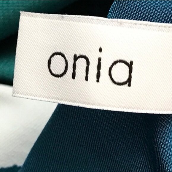 ONIA Nina One Piece Swimsuit Sz Urban Palms Print Plunge Neck Halter Open Back - Picture 4 of 6